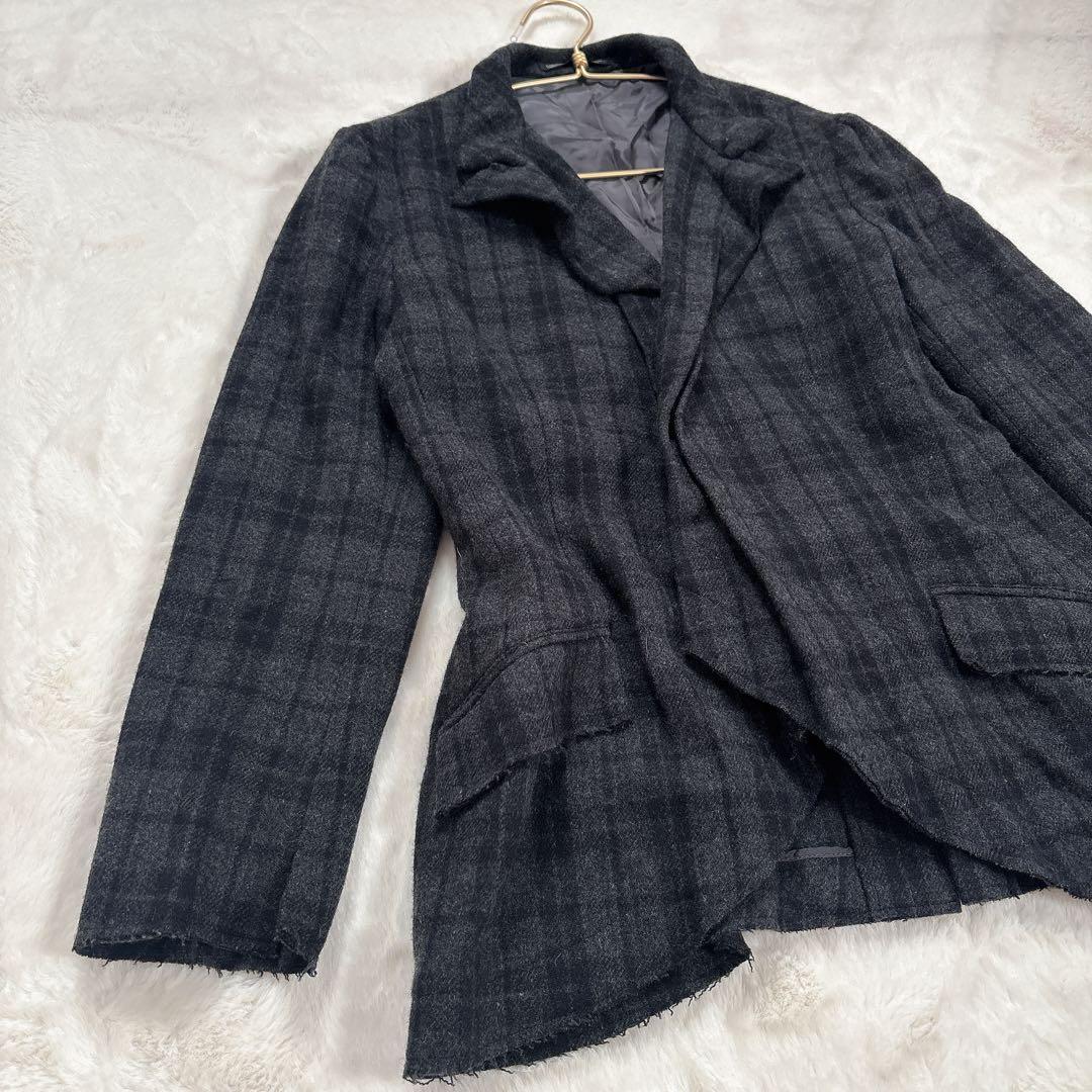 ヨウジヤマモト プリュスノアール ウール ヘム ジャケット サイズ 2 チェック