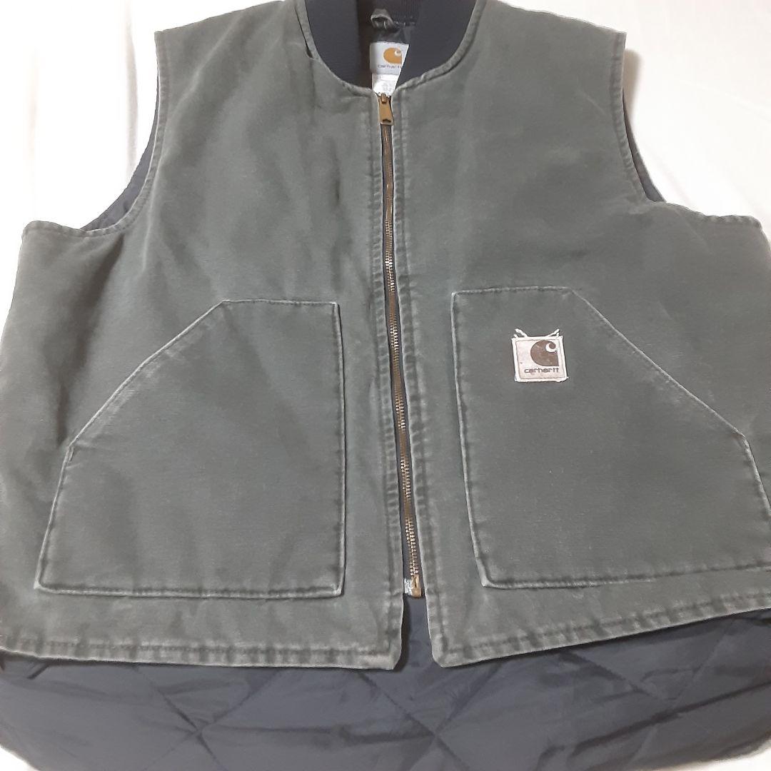 Carhartt ダックベストXL USA製 腰ゴム モス V02MOS