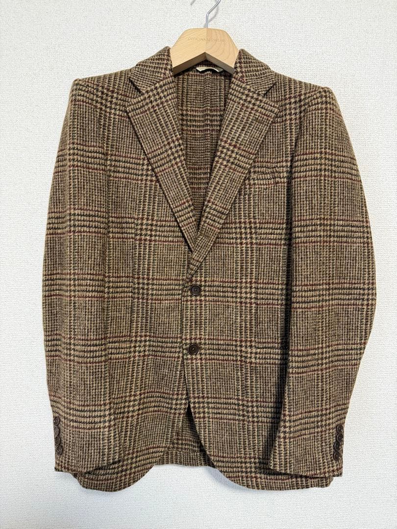 デ・ペトリロ　ブラウン チェック柄 テーラードジャケット　size48