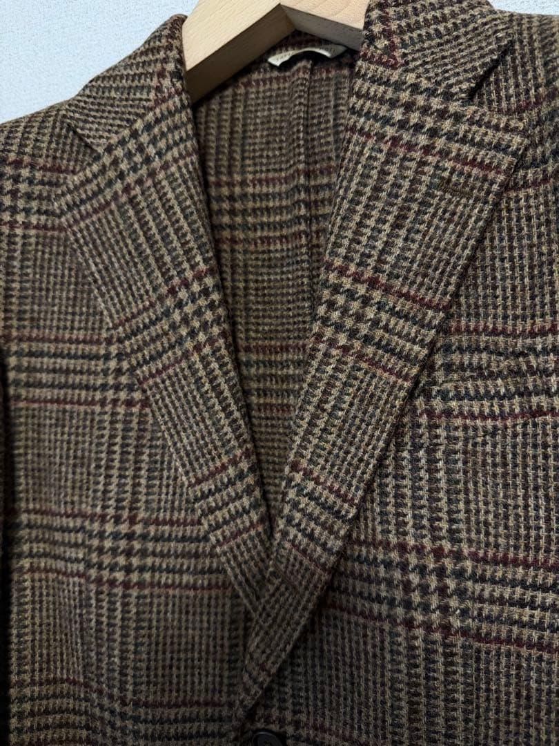 デ・ペトリロ　ブラウン チェック柄 テーラードジャケット　size48