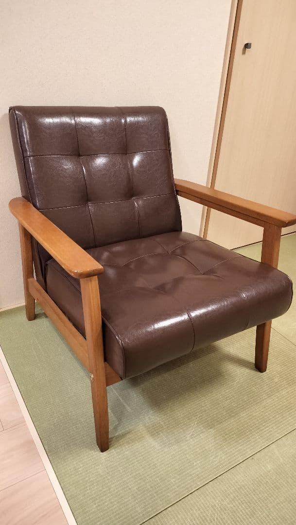 ブラウン 合成皮革 1人掛けソファ
