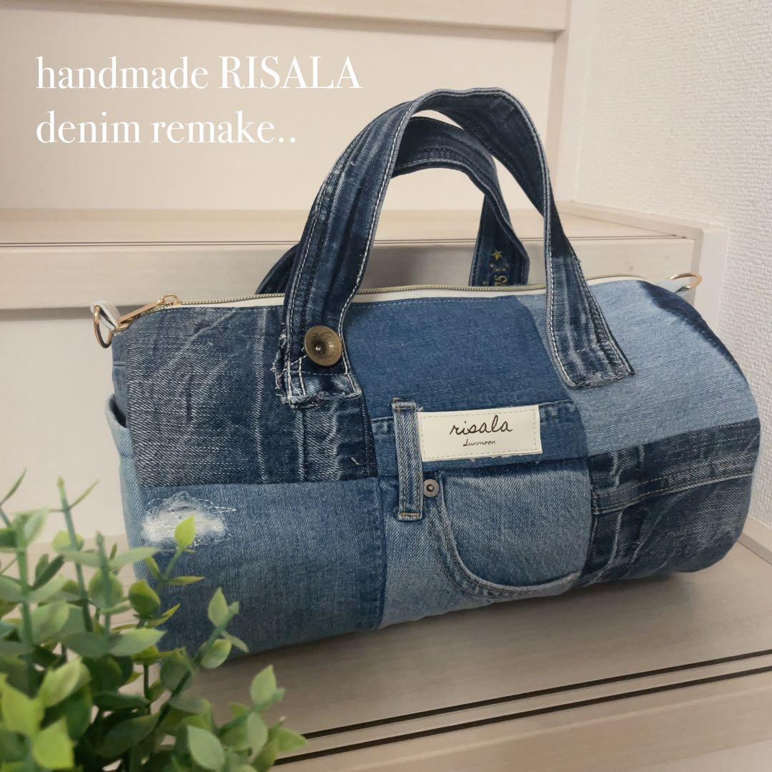 Azumさま専用 デニム リメイク ドラム型バッグ
