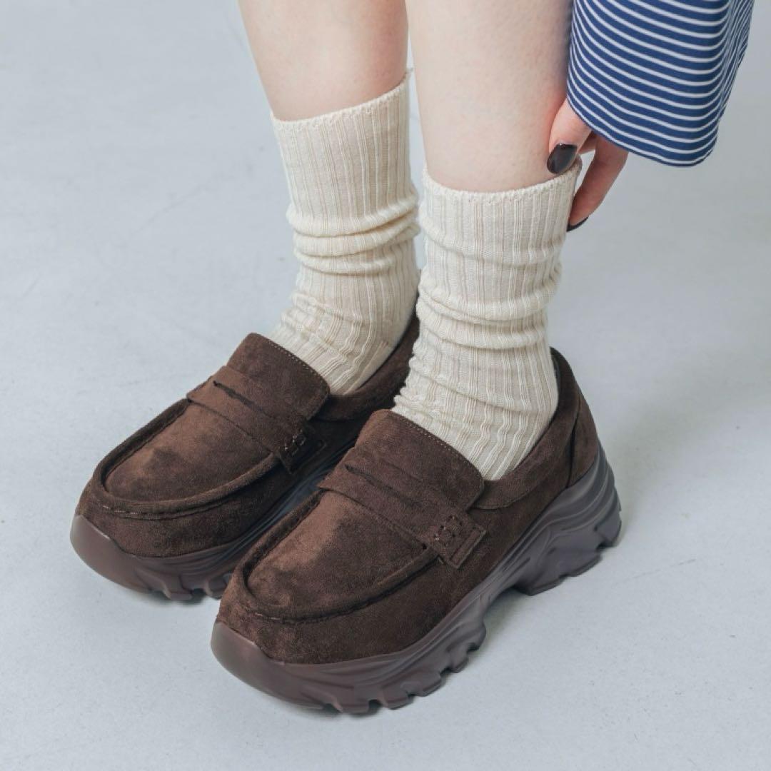 【新品未使用】EVOL スニーカーソールローファー M ブラウン