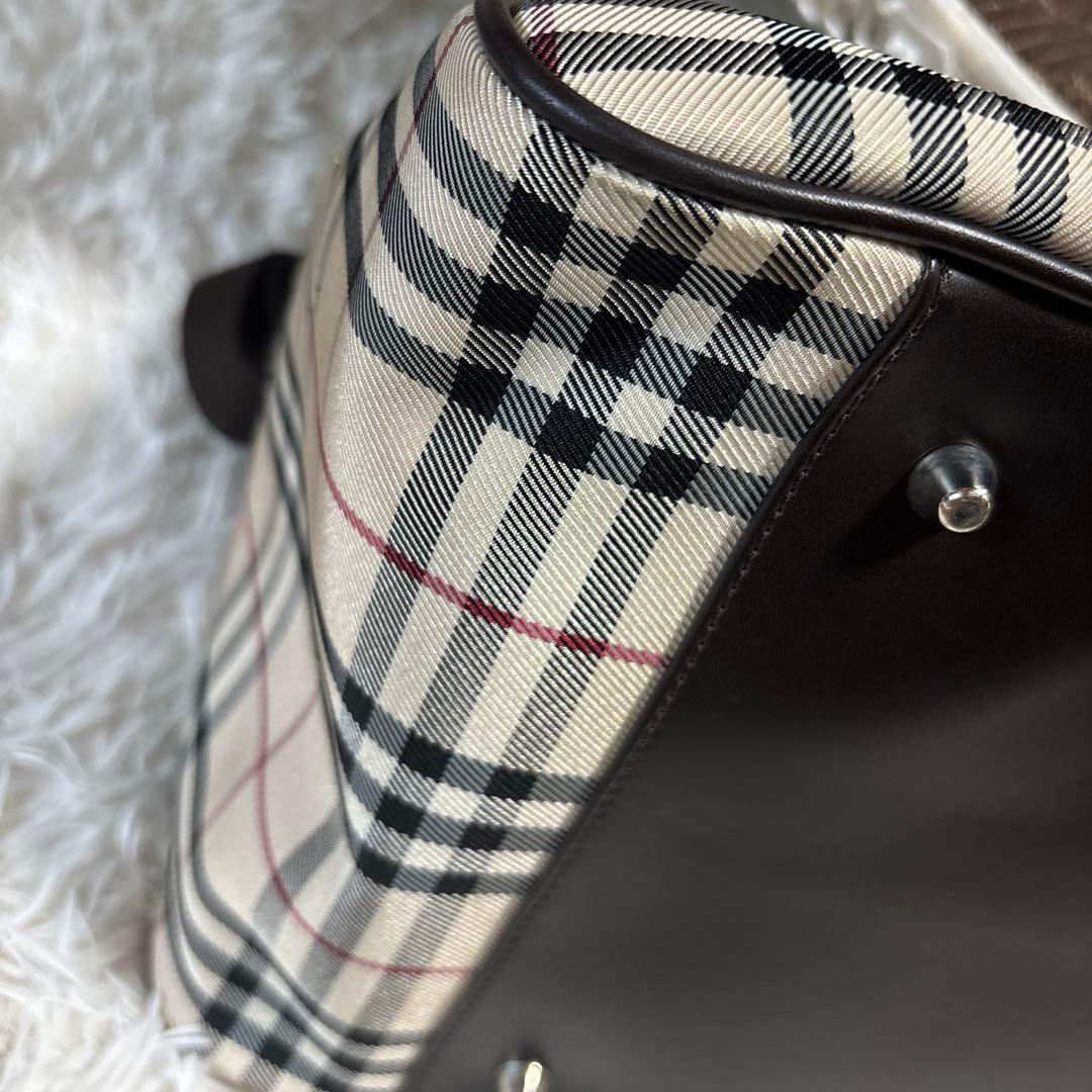 【美品・廃盤】バーバリー 2way ボストンバッグ ノバチェック ロゴプレート