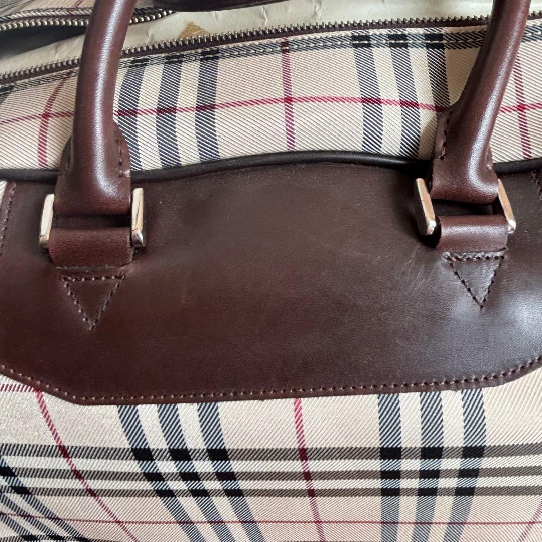 【美品・廃盤】バーバリー 2way ボストンバッグ ノバチェック ロゴプレート