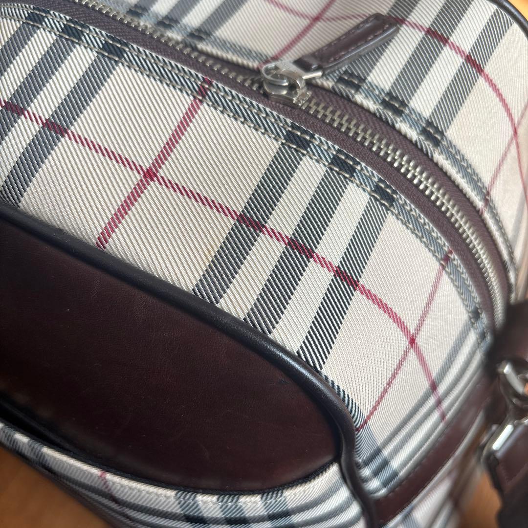 【美品・廃盤】バーバリー 2way ボストンバッグ ノバチェック ロゴプレート