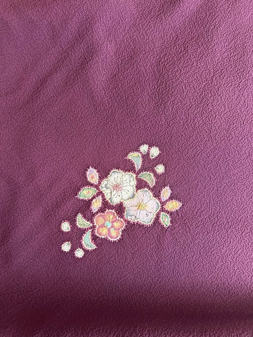 着物反物　正絹　桐屋翠山工房製　辻が花模様　絞り　茶紫