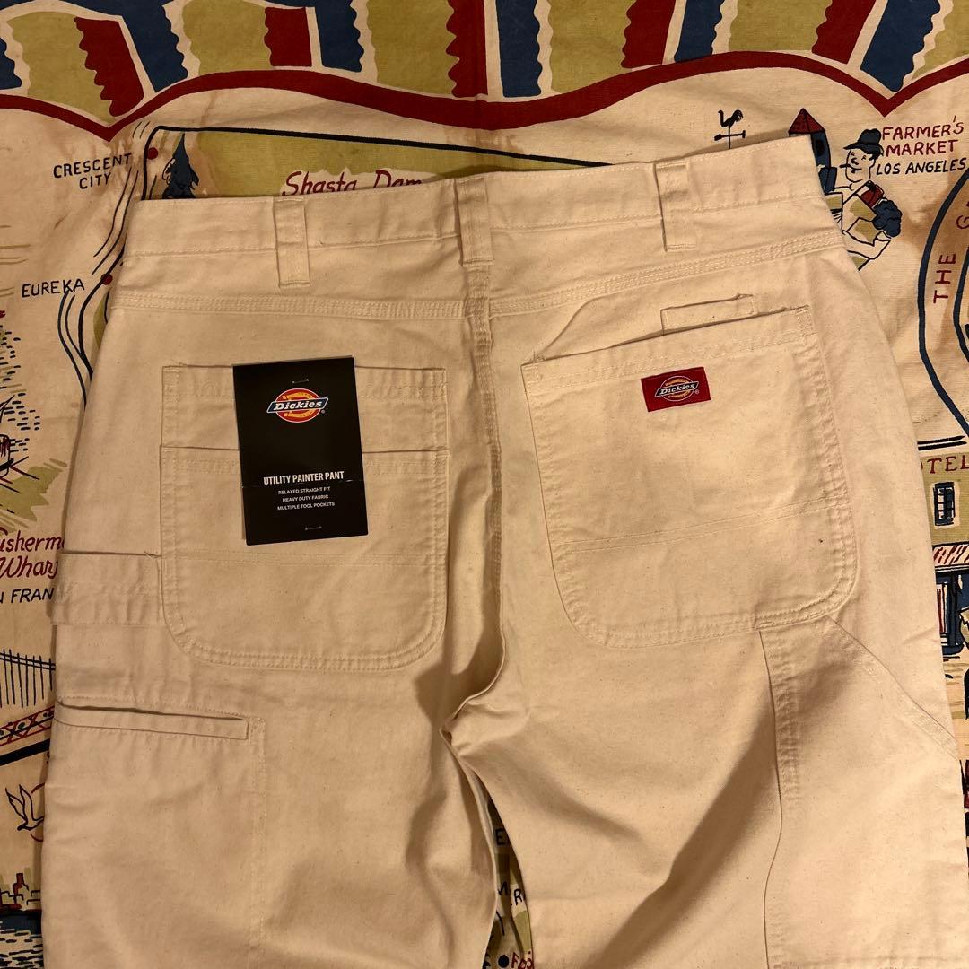 新品　Dickies 生成り　ホワイト　ペインターパンツ　34×32