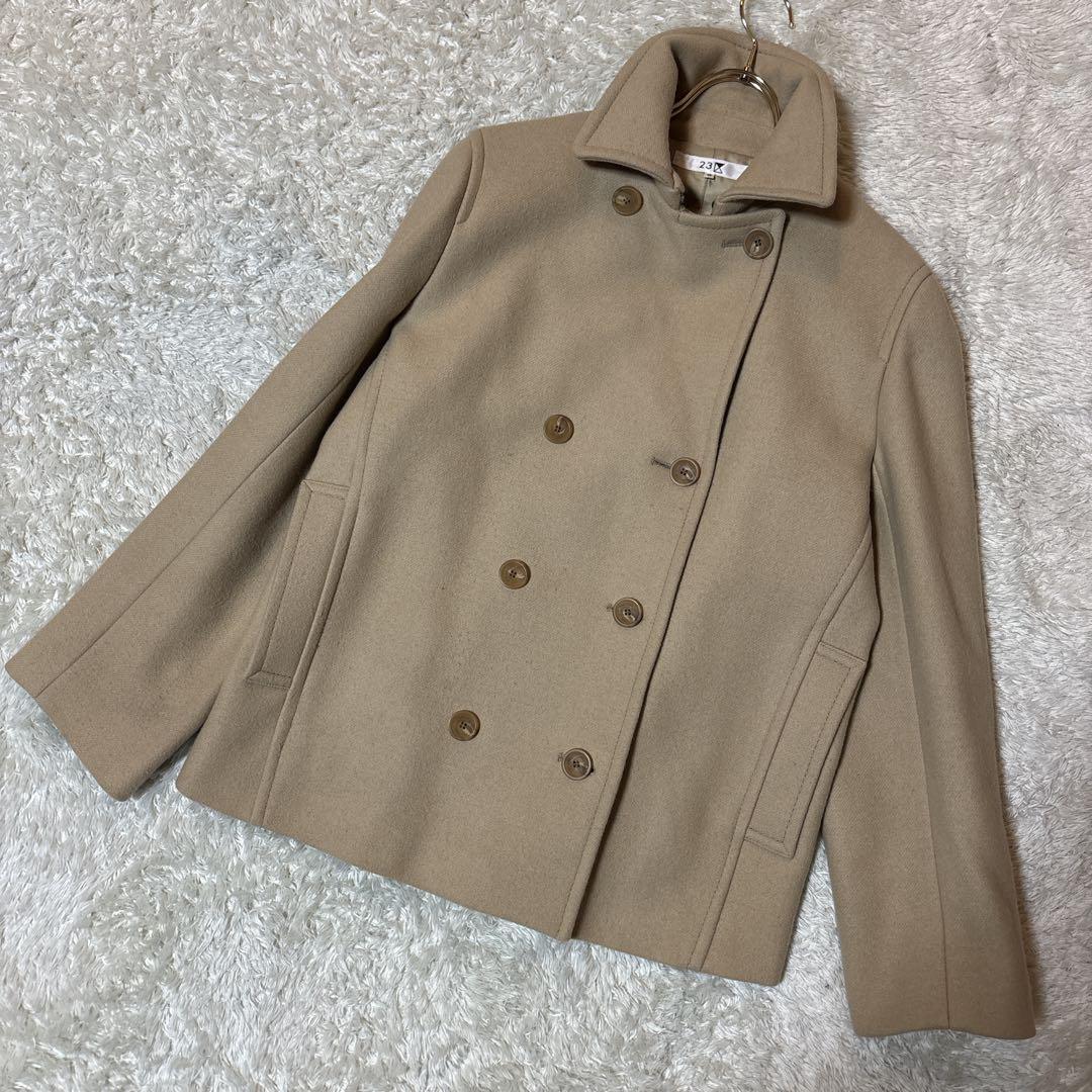 美品＊23区 カシミヤ混 ピーコート ハーフコート ベージュ　48