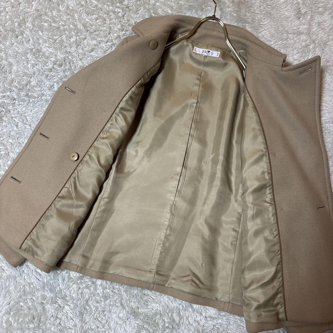 美品＊23区 カシミヤ混 ピーコート ハーフコート ベージュ　48