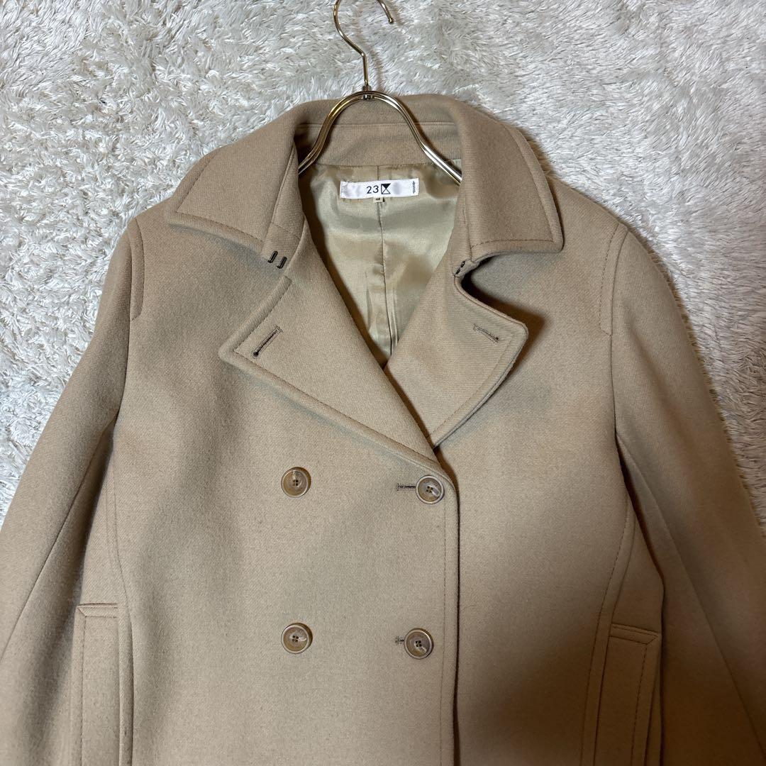 美品＊23区 カシミヤ混 ピーコート ハーフコート ベージュ　48
