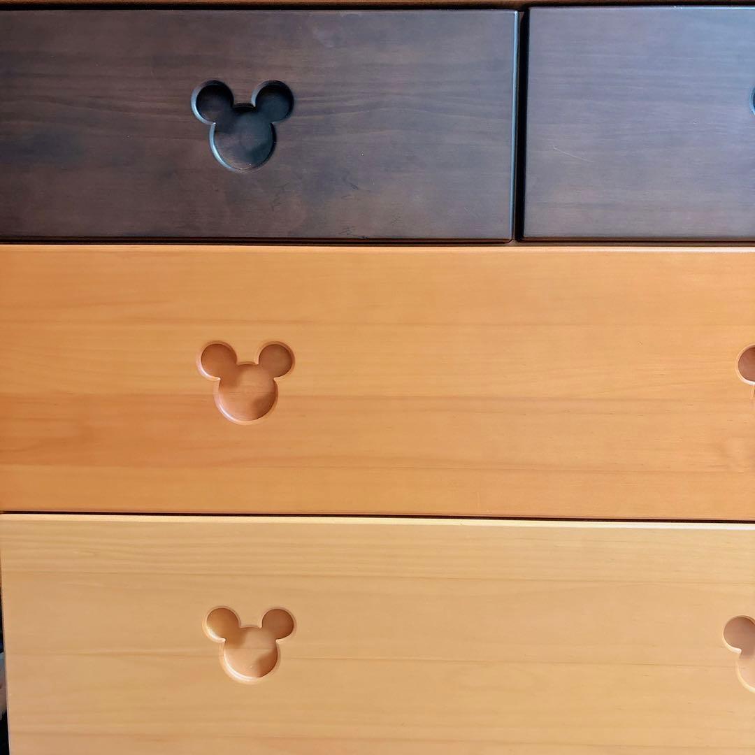 ディズニー　ミッキー　タンス　モダンミッキー　チェスト　木目