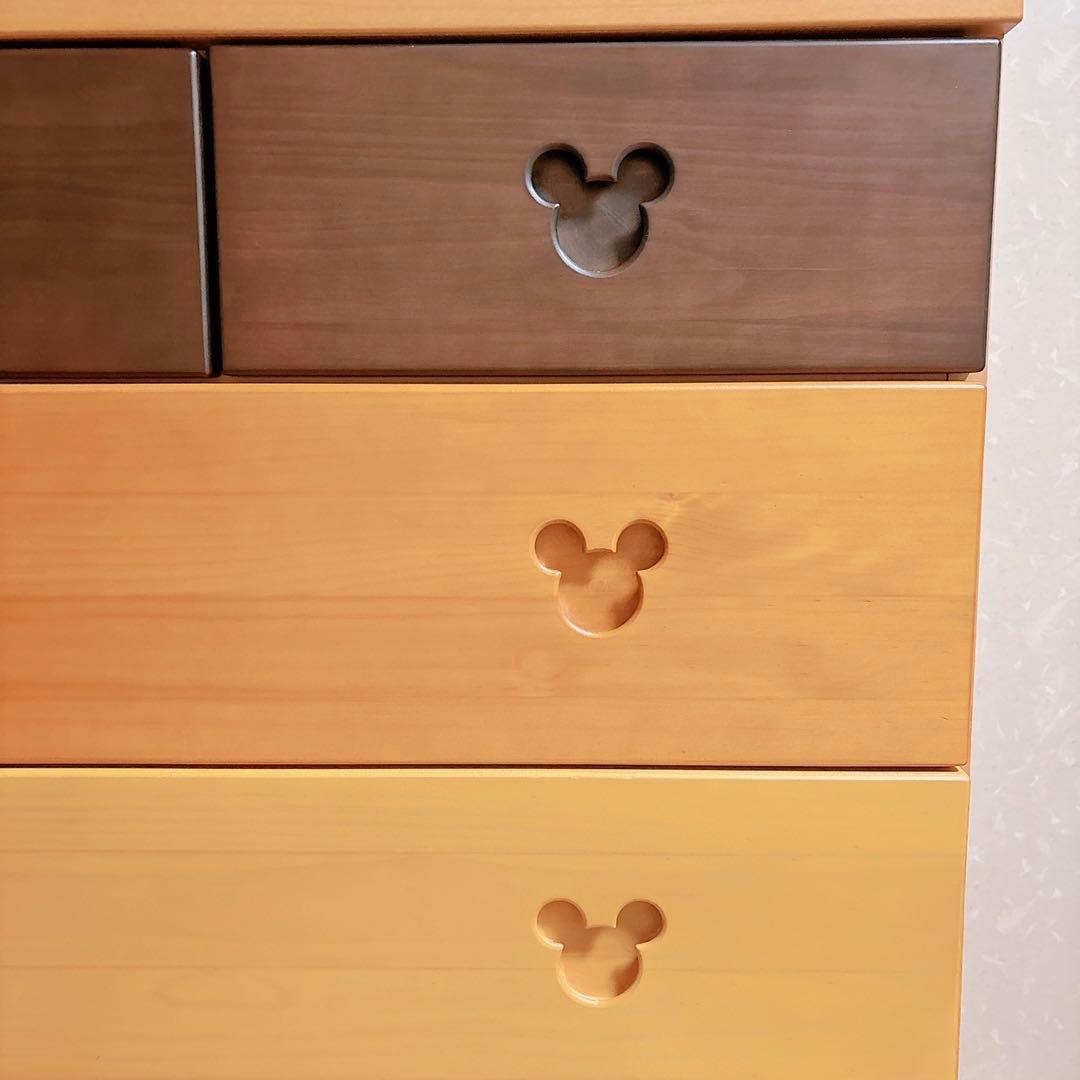 ディズニー　ミッキー　タンス　モダンミッキー　チェスト　木目