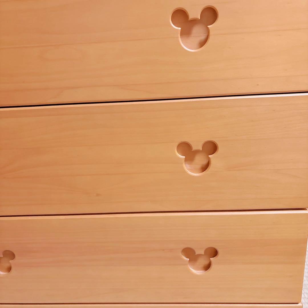 ディズニー　ミッキー　タンス　モダンミッキー　チェスト　木目