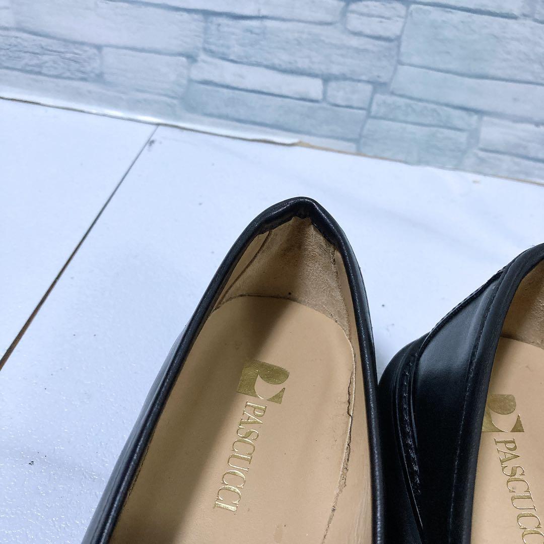 美品 パスクッチ 厚底ローファー 37 23.5 ボリュームソール レザー 黒