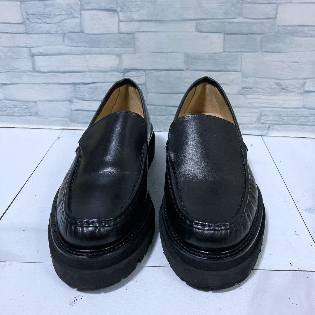 美品 パスクッチ 厚底ローファー 37 23.5 ボリュームソール レザー 黒