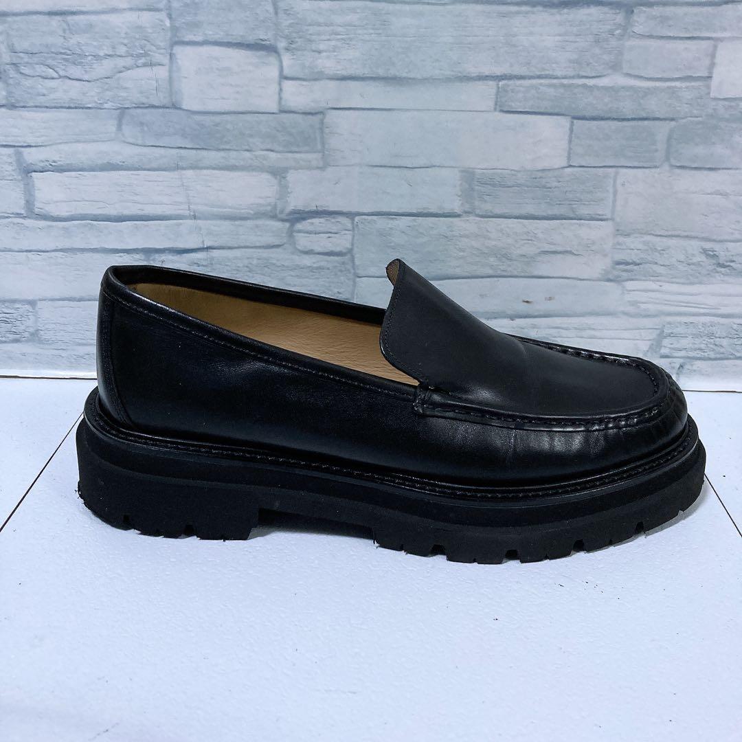 美品 パスクッチ 厚底ローファー 37 23.5 ボリュームソール レザー 黒