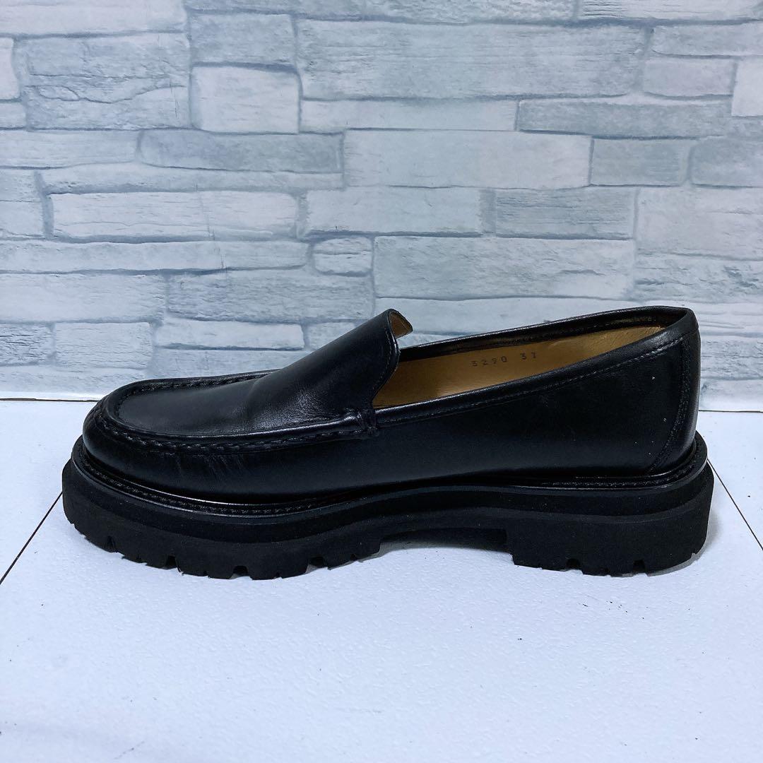 美品 パスクッチ 厚底ローファー 37 23.5 ボリュームソール レザー 黒