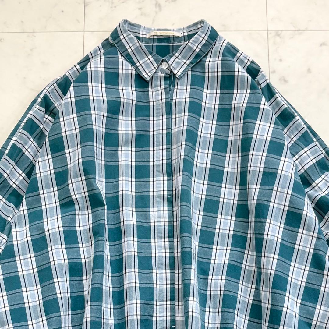 美品✨ヌキテパ　別注 チェック 刺繍 シャツワンピース　比翼　グリーン　完売品