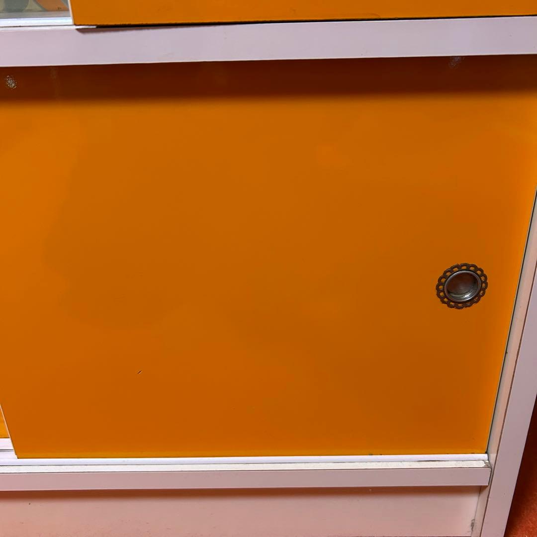 【新生活に】 昭和レトロ 食器棚 オレンジ