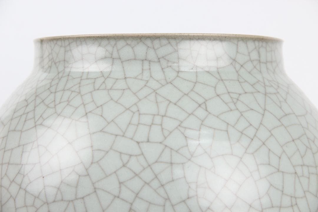 日本美術　藤田和廣作　青磁花瓶　共箱　未使用　陶芸工房「久玲居」 ED11-19