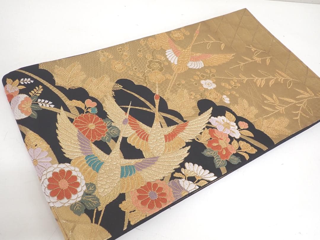 秀品 やまと謹製 正絹 振袖 袋帯 帯地 帯揚げ 全4点セット 身丈156cm