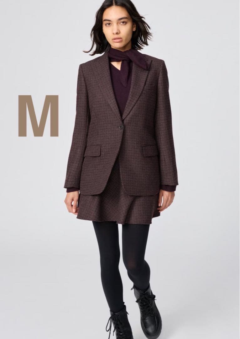 完売 ユニクロC ツイードテーラードジャケット M ダークブラウン ツィード