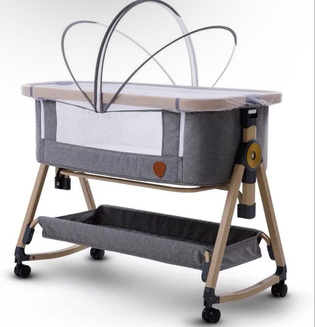 【美品】【2025.05購入】HZDMJ 添い寝ベビーベッド キャスター付き