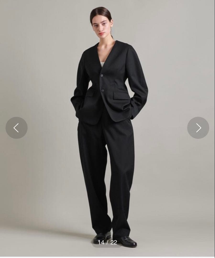 LOEFF ロエフ ウール ギャバ ボンタン パンツ ブラック 黒 カーブ