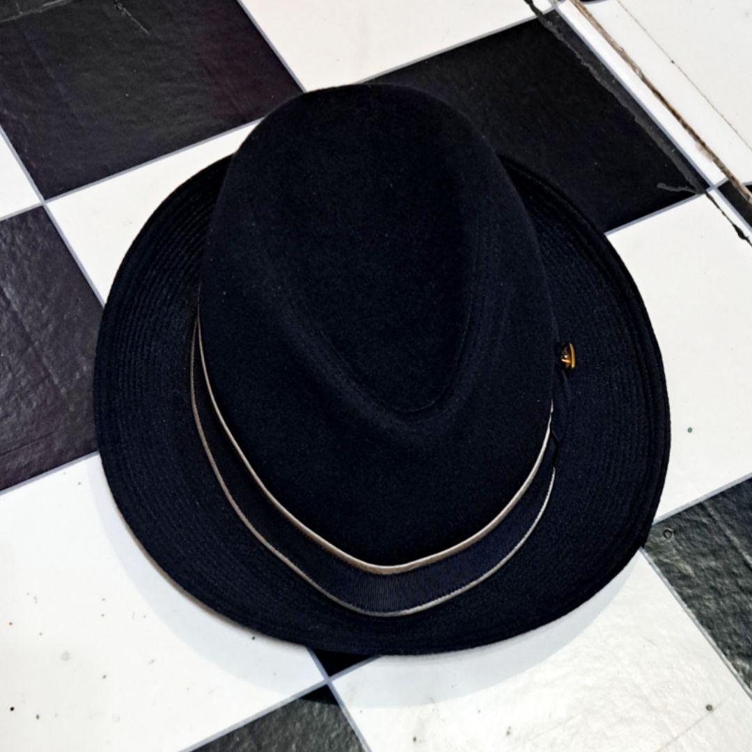 大きなサイズ！　Borsalino アンゴラ　ラビットファー　フェルトハット　黒