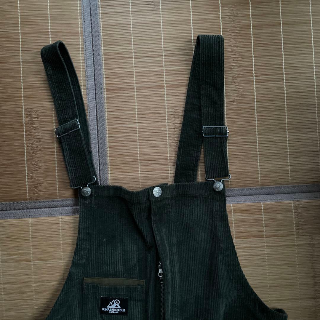ダークグリーン コーデュロイ オーバーオール