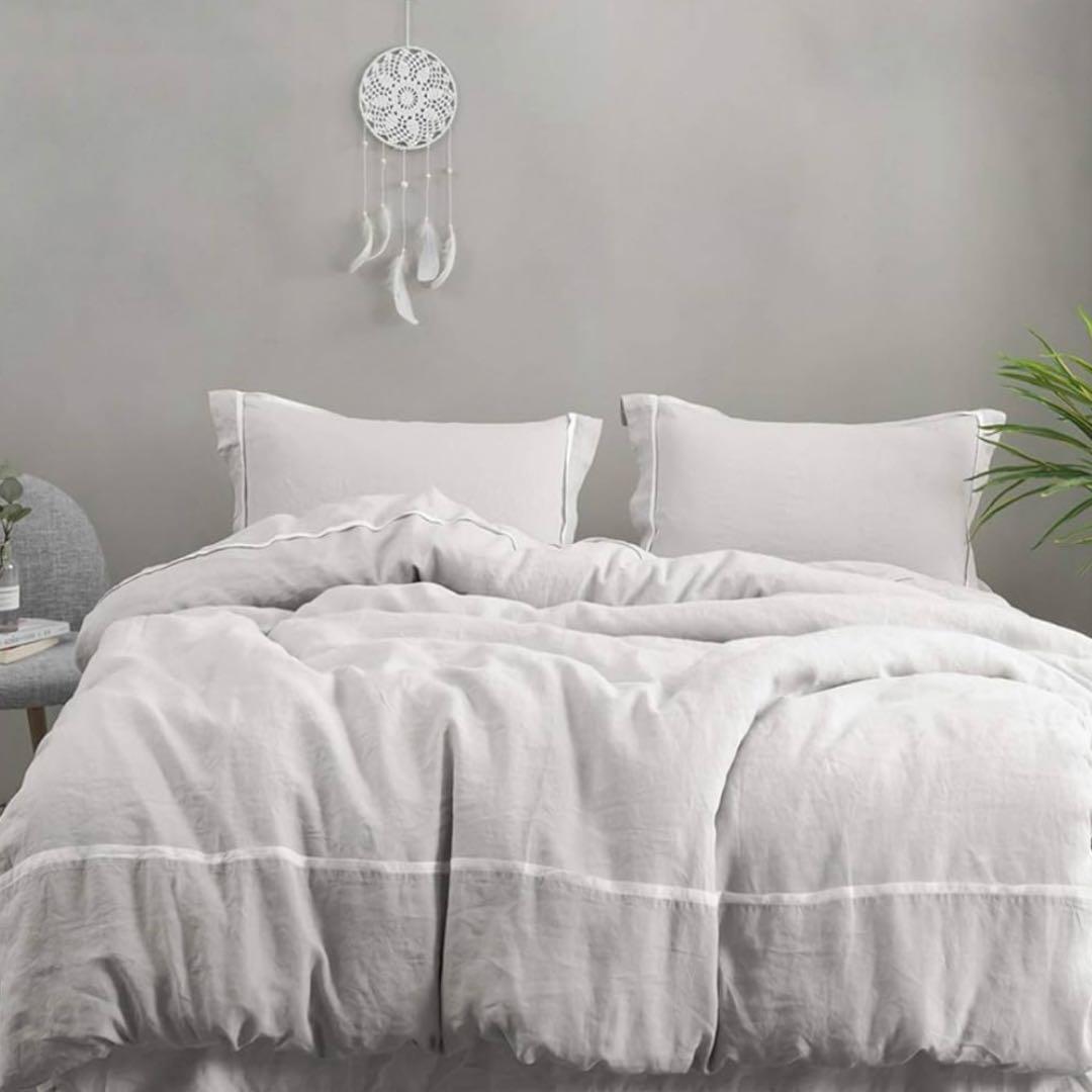 SIMPLE&OPULENCE リネンカバーセット ベッドシーツ クイーン 麻