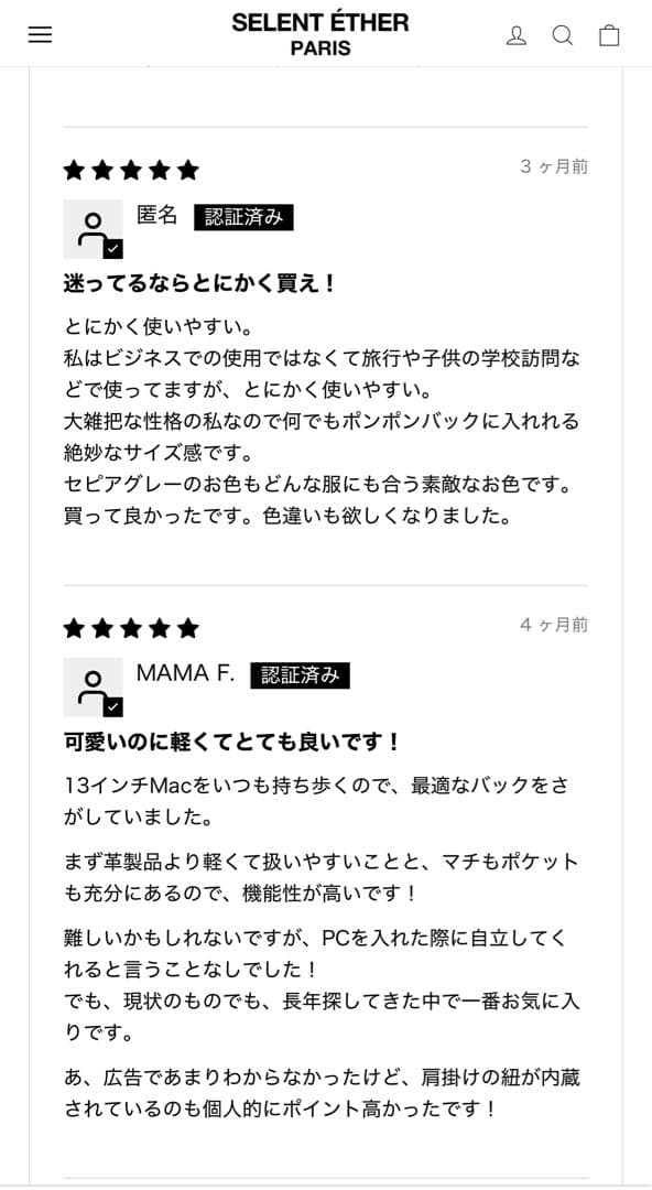 【ほぼ未使用】SELENT ÉTHER 36 SEPIA GREY