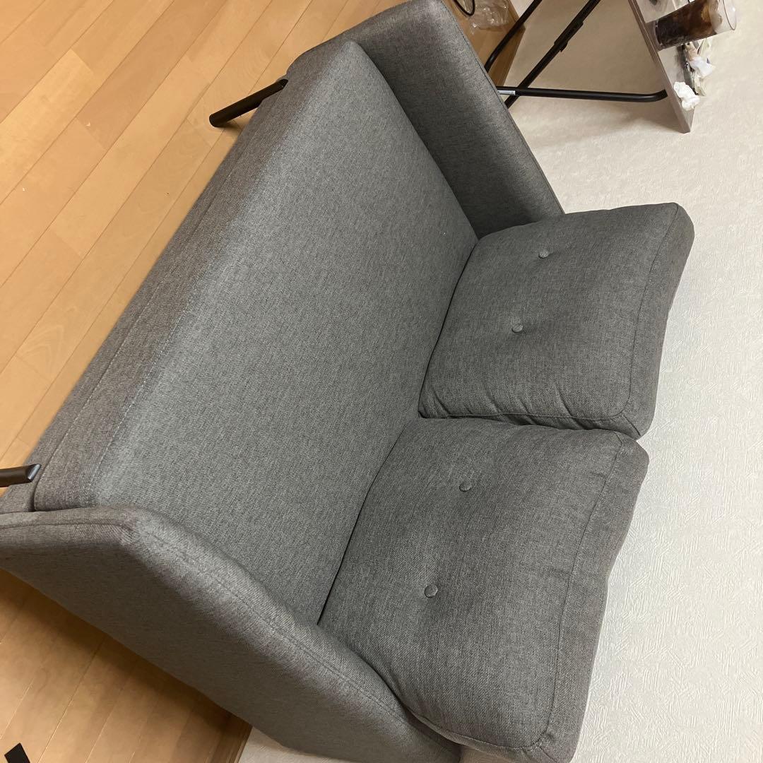 グレー ファブリックソファ 2人掛け