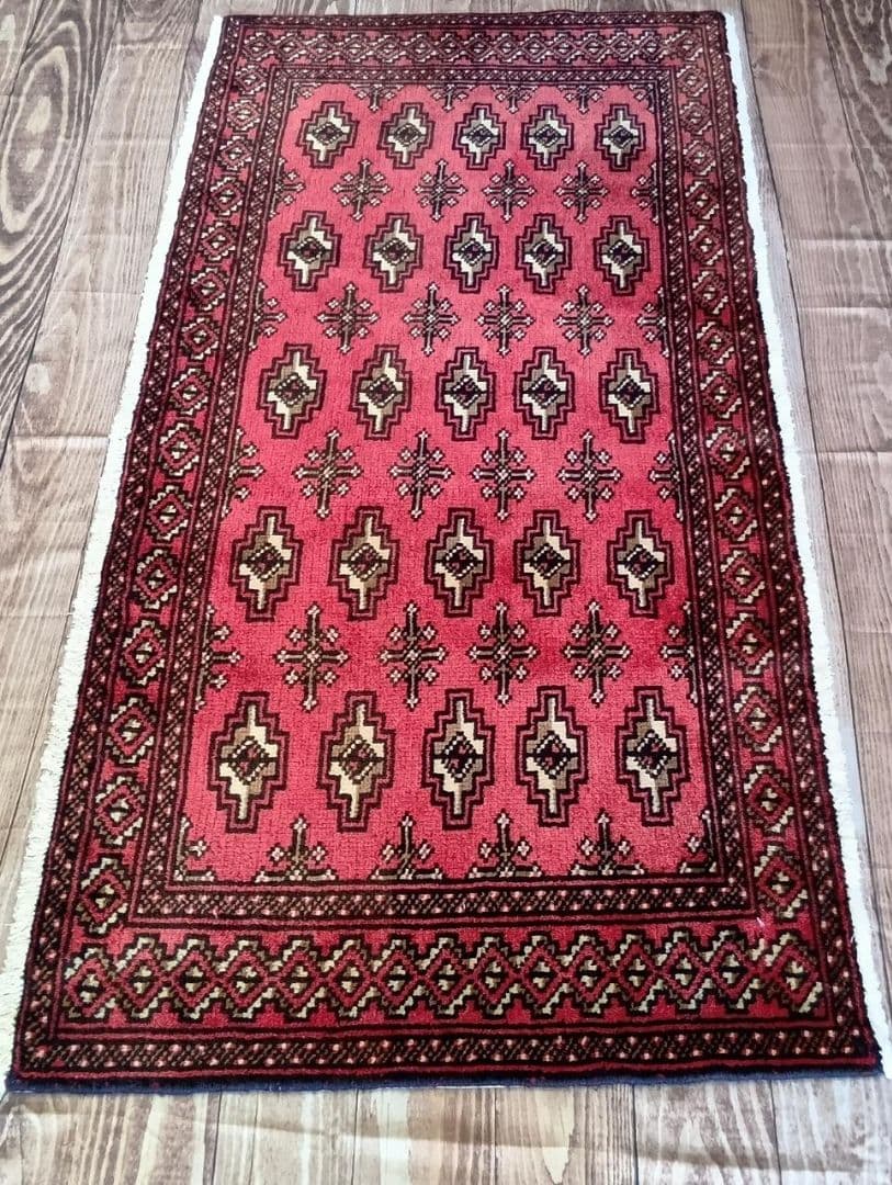 【りょーび】ペルシャ絨毯　トルクメン　トライバルラグ　イラン手織り(12)