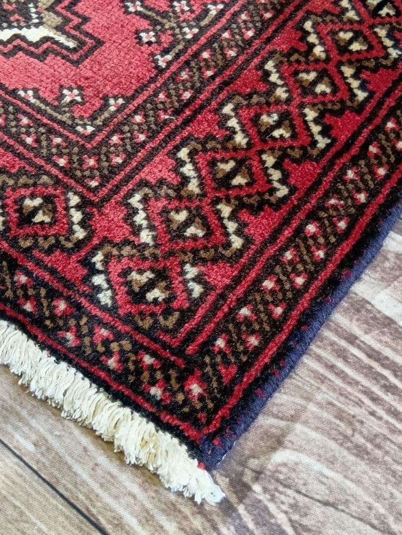 【りょーび】ペルシャ絨毯　トルクメン　トライバルラグ　イラン手織り(12)