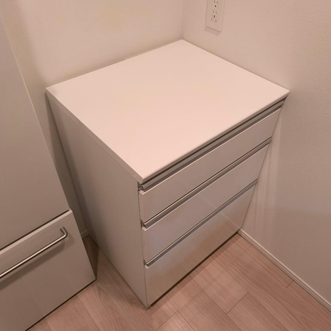 美品保証5年！ホワイト 3段引き出し レンジ台