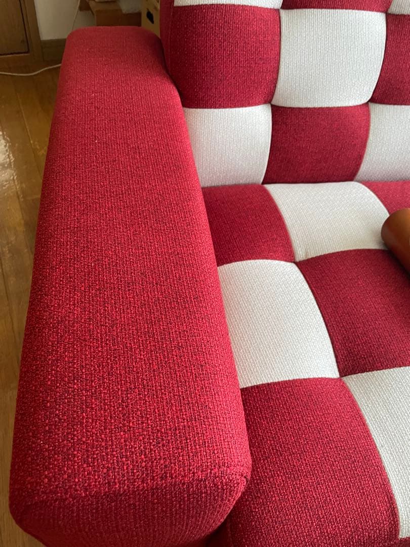 送料込み　アメリカンヴィンテージ　ファブリックソファー　2Pソファ　チェッカー柄