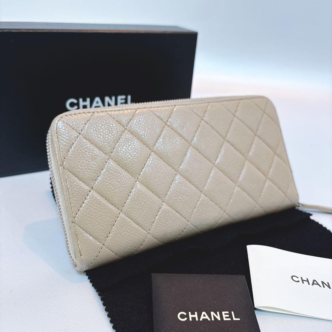 【シャネル】マトラッセ ラウンドファスナー 長財布 正規品 キャビアスキン