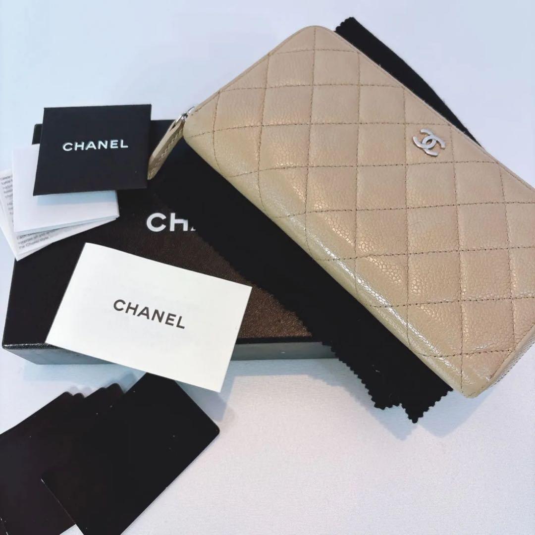 【シャネル】マトラッセ ラウンドファスナー 長財布 正規品 キャビアスキン