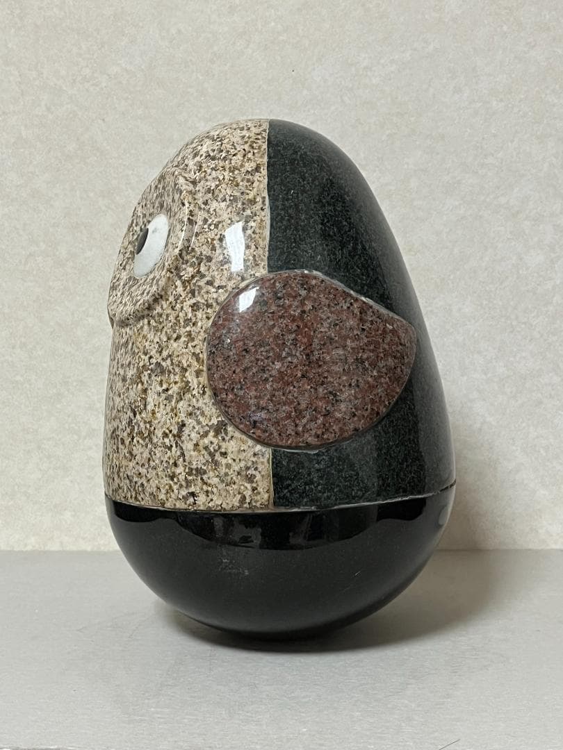 【新品】5石種 組石・黄色の卵型ふくろう 　高さ30cm