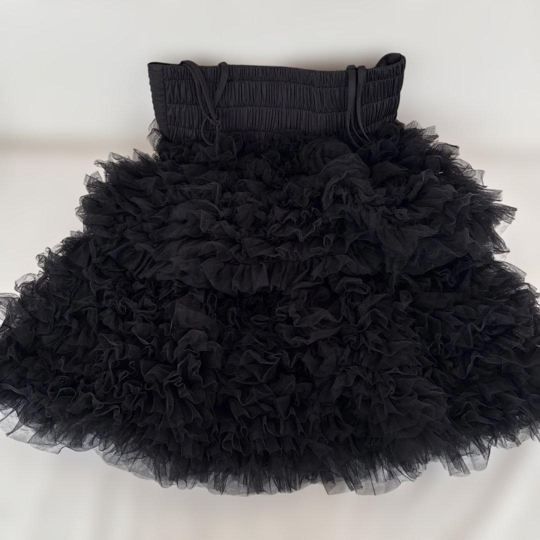 Vaqutaux チュールリボンスカート　ノアール