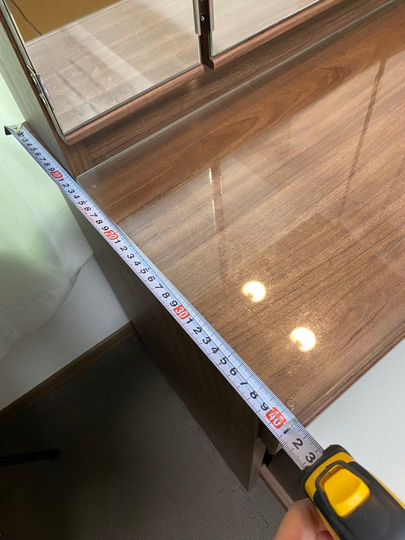 三面鏡ドレッサー 幅60cm 鏡裏収納・ライト付き