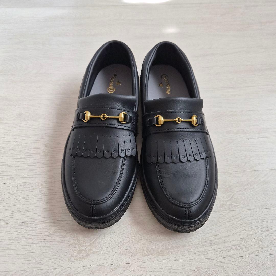 コンバース　ブラックフリンジローファー