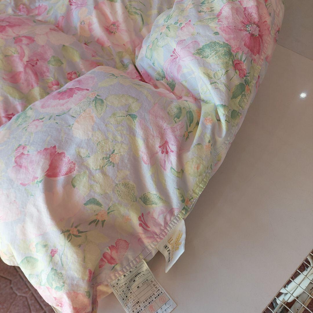 花柄羽毛掛け布団 中古