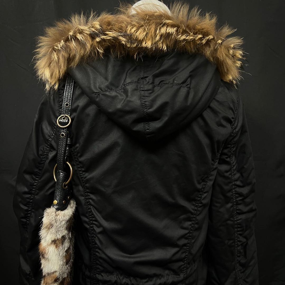 平成ギャル　y2k グランジ　ファー付き　モッズコート　ブラック　ギミック