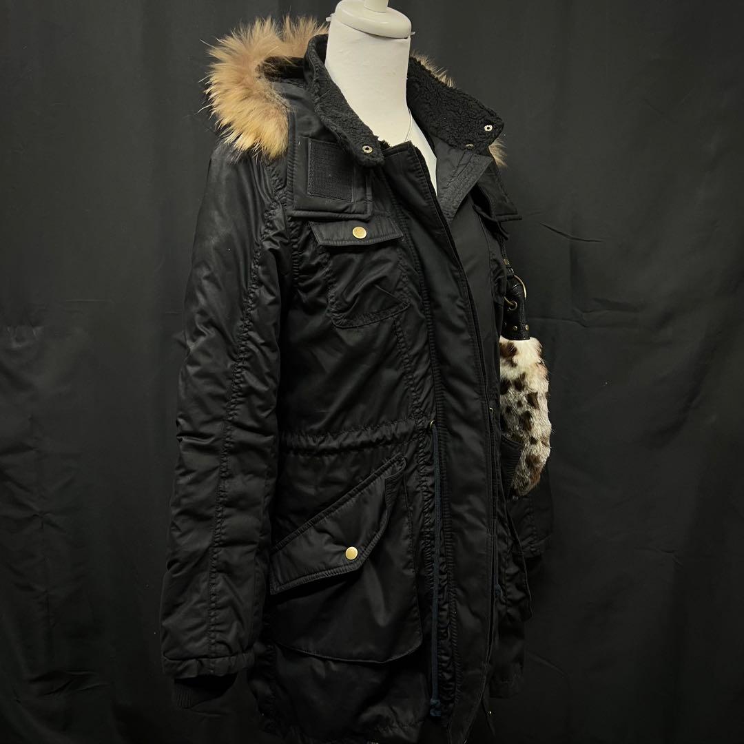 平成ギャル　y2k グランジ　ファー付き　モッズコート　ブラック　ギミック