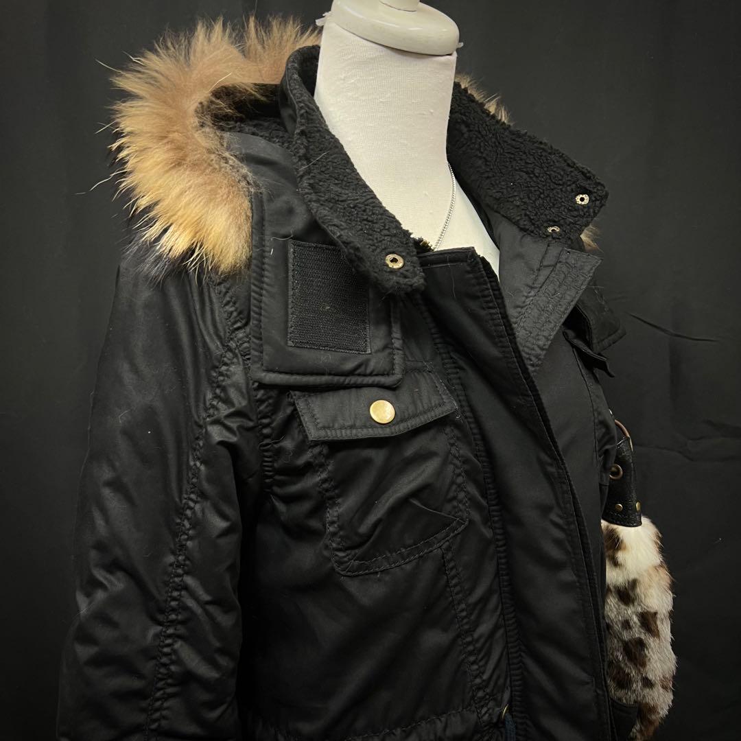 平成ギャル　y2k グランジ　ファー付き　モッズコート　ブラック　ギミック