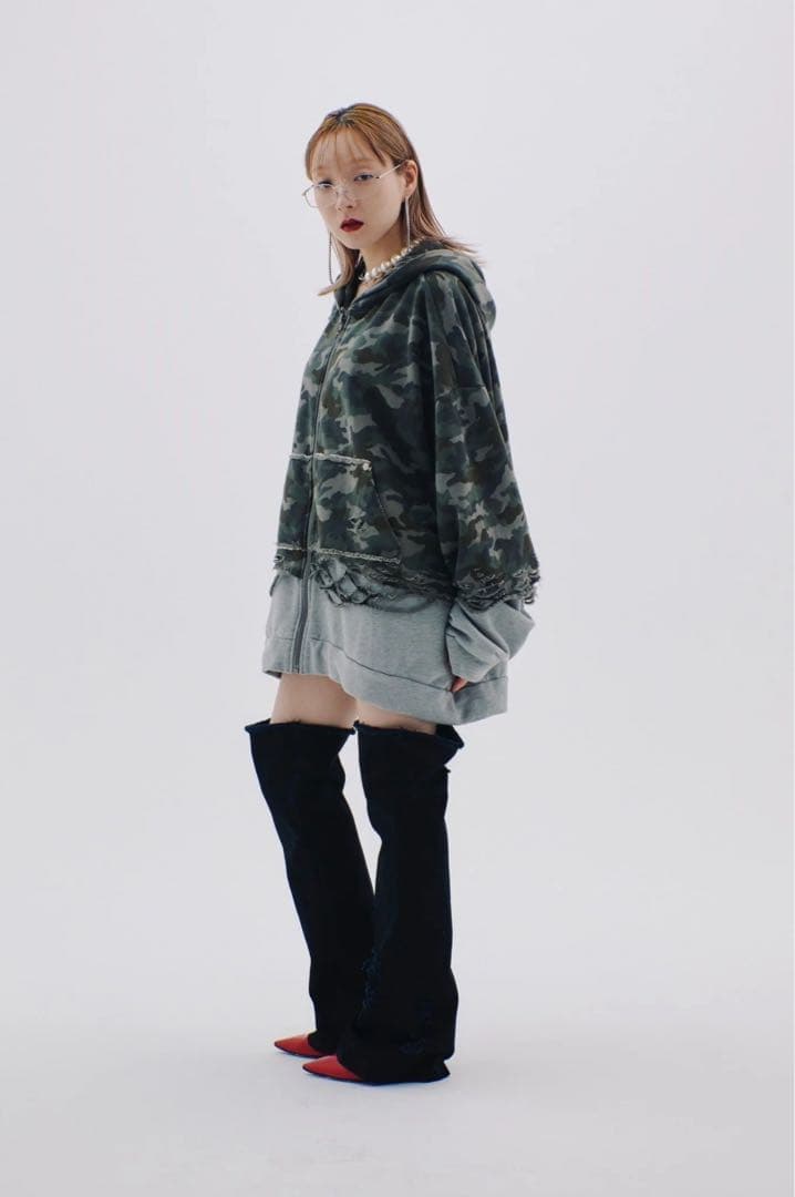 y*t様 neith./ Layered Crush Hoodie (Camo×