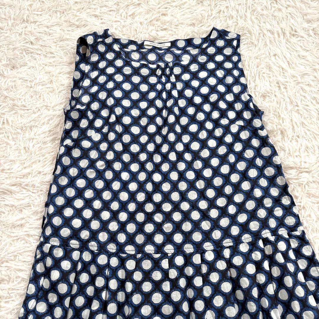 美品✨️ハウスオブロータス　2024 ドットプリント ノースリーブ ワンピース